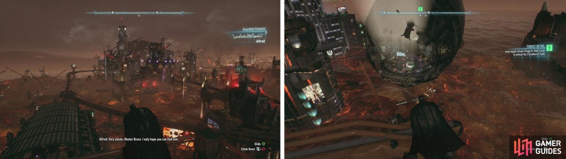 The city will now be shrouded in gas (left). Fly over to Founders&rsquo; Island and the air ships (right).