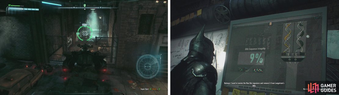 Head to Chinatown to find the lab (left). Inside you&rsquo;ll need to complete a mini-game (right) to progress.