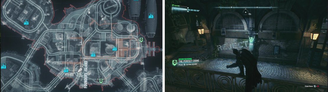 The bodies on Founders&rsquo; Island can be found at these locations (left). The right picture shows location 1.