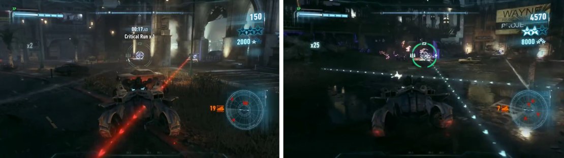 Defeat the Rattlers (left) as they show up and unleash a Missile Barrage once your special is full (right)