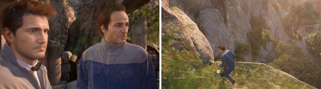 After spotting Sully&rsquo;s signal, head through the forest to a cliffside with a treasure.