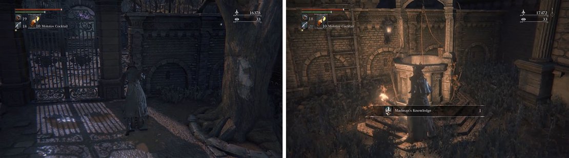 Open the shortcut to Central Yharnam and then grab the Madman’s Knowledge by the well.