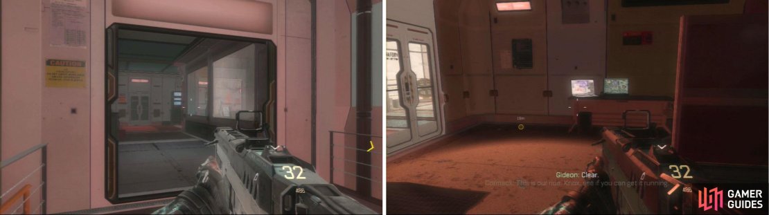 After crossing the area with the AST and when you&rsquo;re going towards the tank, check the room to the right, break the glass and enter to get your Intel.