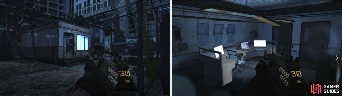 As you regroup with Gideon, there&rsquo;s a small cubicle with the Intel inside.