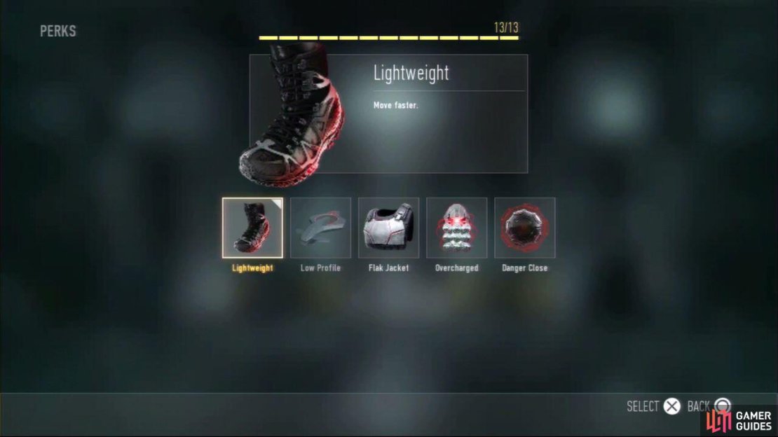 Perk 1 Tier are marked as the Red Perks.