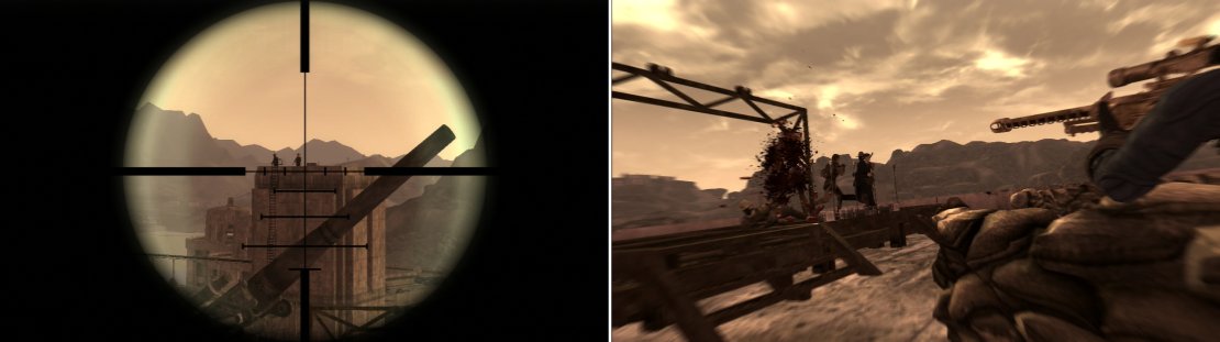 The second ranger on the tower isn&rsquo;t a reinforcement - it&rsquo;s a Legion sniper in disguise (left). The third and final threat to the President is a knife-wielding Legionary. Take him down to secure the President&rsquo;s safety (right).