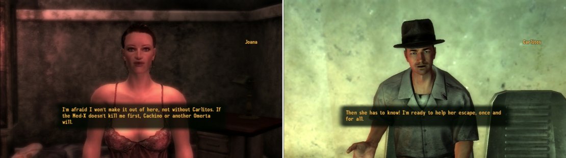 Learn about Joana&rsquo;s problems and she&rsquo;ll implore you to find Carlitos (left). Carlitos, for his part, will try to enlist you to help him rescue Joana (right).