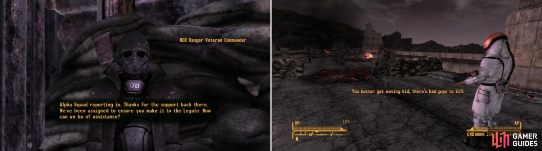 After you pass through the checkpoint in the middle of the dam, assign the rangers beyond as you see fit (left) then, if you complete the quest For Auld Lang Syne, you&rsquo;ll be further reinforced by the remnants (right).