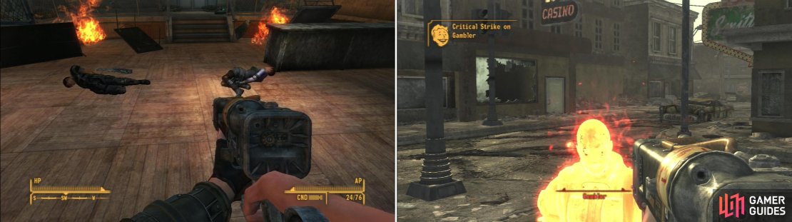 If you let the fourth customer inside the store without searching him, the results will be disasterous for the Van Graffs (left). Follow company policy and you&rsquo;ll have to end up putting him down (right).