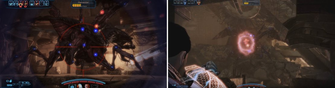 This guy doesn&rsquo;t give up easily, does he? Watch out for the tell-tale red glow just before he shoots at you (right).