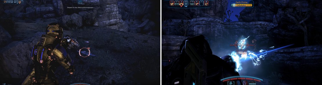 You can find the Javelin sniper (left) here. Later, collect the Geth Spitfire (right) before you disarm the AA gun. It&rsquo;s a pretty fun weapon.