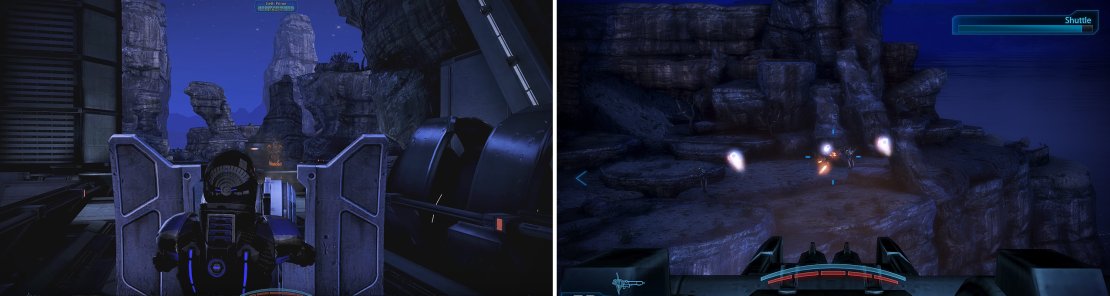 Using the AA Turrets on the Geth (left) makes things easy. Admiral Koris is worth saving (right) should you want more story development in your game.