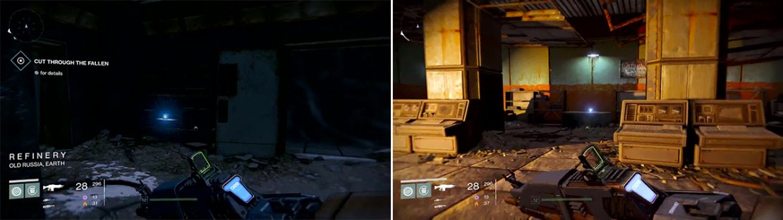 During the Devils&rsquo; Lair Strike you can find ghost number 16 in the Refinery (left). Run up the stairs in the Devil Walker area to reach ghost 17 (right) sitting on top of a table.