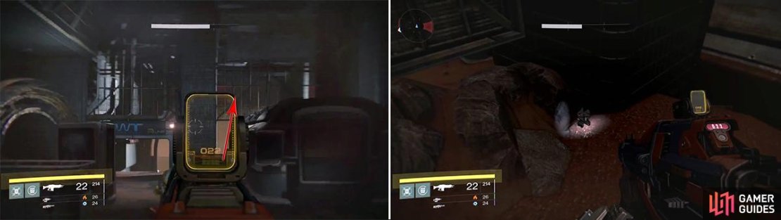 Head under the gap at the end of the room here (left) and follow the arrow round to the right. In the corner lies the ghost.