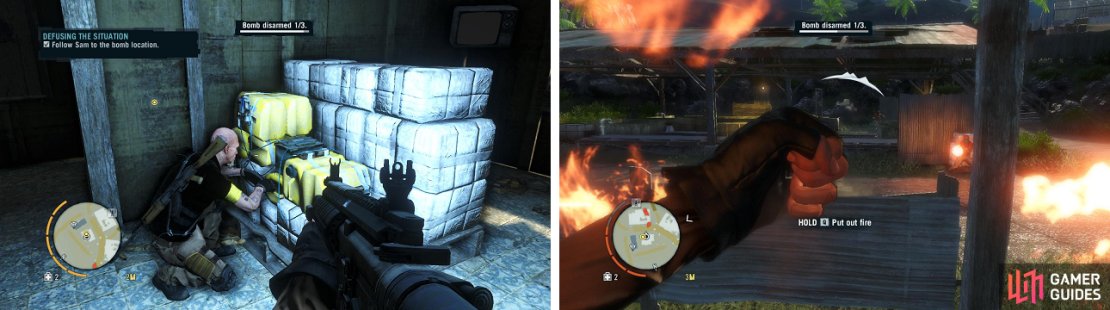 While Sam is defusing the bombs, you&rsquo;ll need to protect him from the enemies that show up.