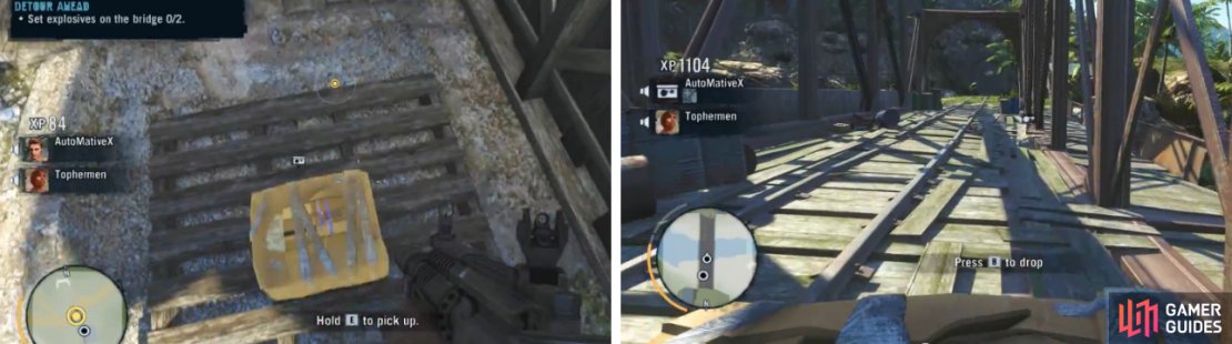 While carrying the bombs, enemies will keep coming from both sides of the bridge, so it&rsquo;s imperative to have your partner(s) covering your back.