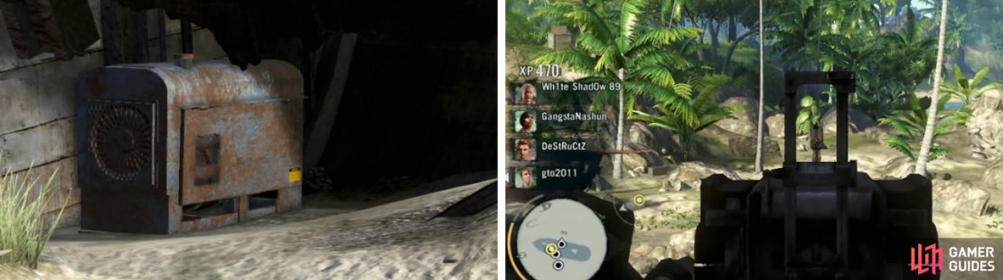 You&rsquo;ll need to protect the generator (left) from the pirates that attack. The mounted machine gun (right) will definitely help with that.