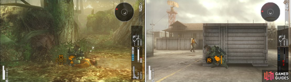 Make sure to always loot enemy bodies (left picture) and use walls as cover to take a peek as to what&rsquo;s behind the wall (right picture).