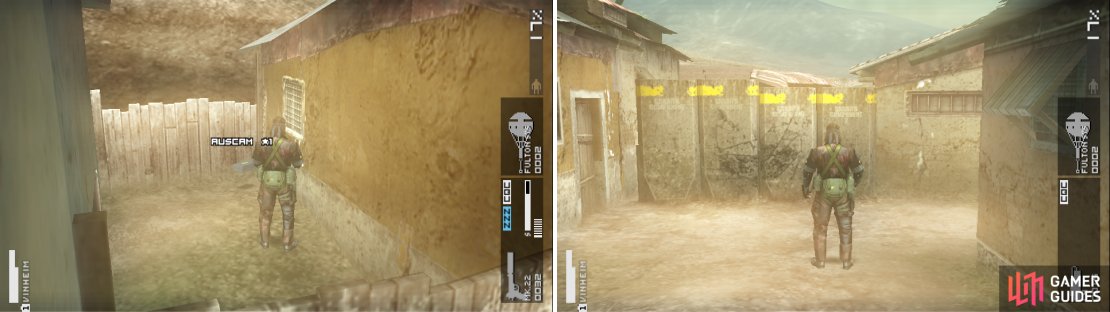 The Desert Auscam camo&rsquo;s location (left picture). Time to C4 the wall to rubble (right picture).