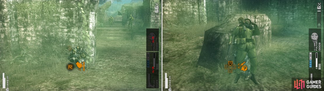 Lure the enemies so you can CQC them one-on-one. Don&rsquo;t shoot them as they have helmets on.