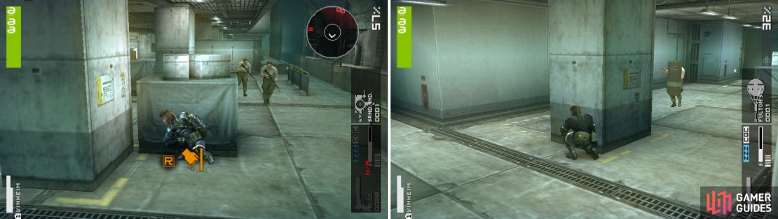 Stick to the crates! there&rsquo;s also a shielded enemy in the next area. Be careful.