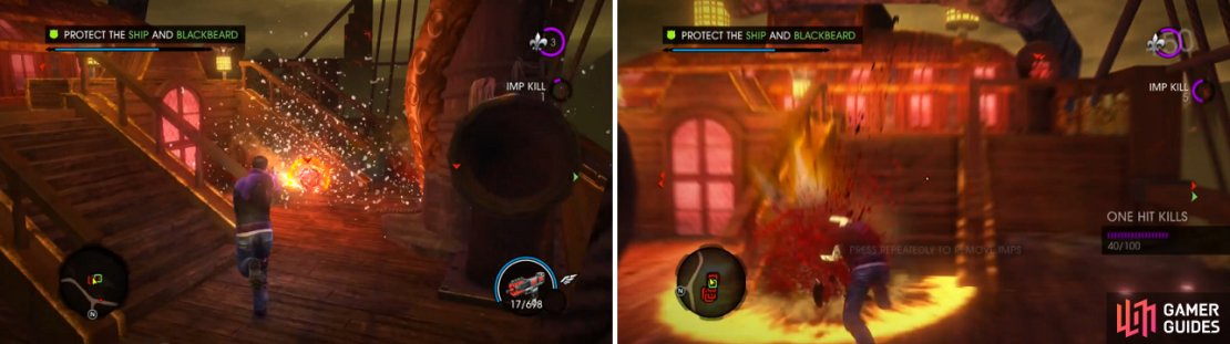 Killing the imps one by one can get tiresome, but the Gods Hammer&rsquo;s shockwave can kill more of them, even those that are clinging to your body.