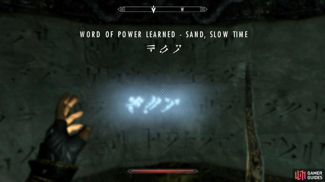 Approach the southwest corner to find another Word of Power: Time, Slow Time.  Note: If you already have TIME - SLOW TIME you&rsquo;ll just get a different word. This proves Dragon Walls don&rsquo;t necessarily have a specific word, just a specific shout.