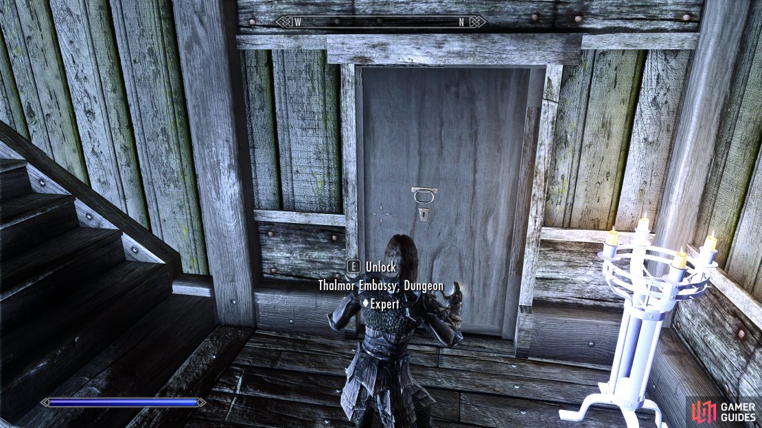 Enter the dungeon using the key you got from upstairs.