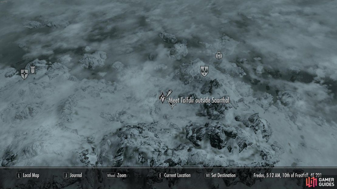 Saarthal is found southwest of Winterhold.