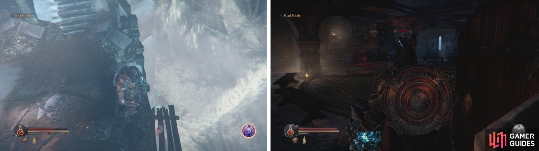 Drop tot he platform with the key from the South Watchtower (left). Fight your way through the enemies until you reach Yetka&rsquo;s Dagger (right).