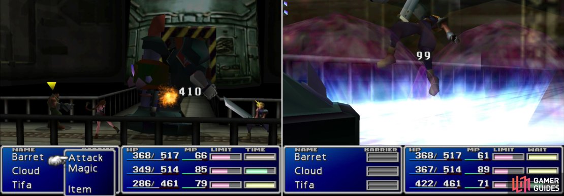 Attack Air Buster from behind to deal massive damage (left). Air Buster&rsquo;s &ldquo;Big Bomber&rdquo; attack can be quite painful (right).