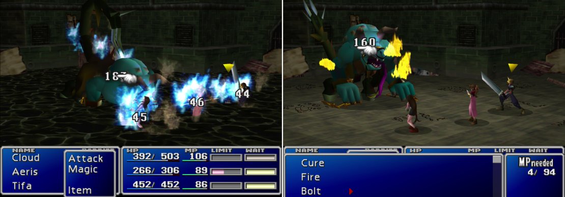 Aps&rsquo;s &ldquo;Sewer Tsunami&rdquo; attack will hit everybody in the battle&hellip; including Aps! (left). Aps is vulnerable to fire, so be sure to take advantage of his weakness by pummeling him with magic (right).