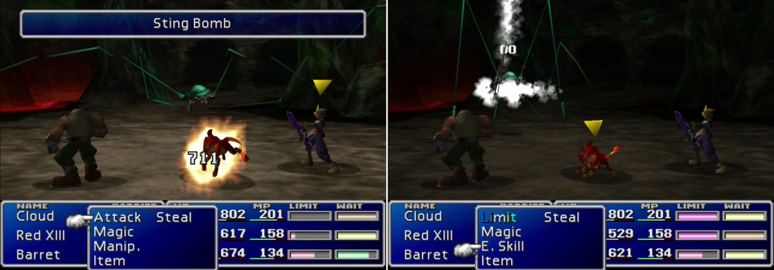 If you disturb their nests, you&rsquo;ll have to defeat Stinger enemies. They&rsquo;ll employ their &ldquo;Sting Bomb&rdquo; attack to deal heavy damage to a character (left) but can be easily pacified with &ldquo;Death Sentence&rdquo; or &ldquo;Frog Song&rdquo; (right).