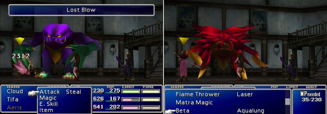 Depending on what type of damage (phyisical or magical) you deal to Lost Number at the beginning of the fight, it&rsquo;ll turn into either it&rsquo;s purple (left) or red (right) form later on. Considering the power of its &ldquo;Lost Blow&rdquo; attack (also left), it&rsquo;s wiser to try to trigger its red form.