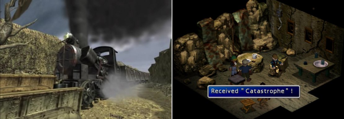 Defeat the Shinra guards and stop the train before it crashes into North Corel (left). For doing so you&rsquo;ll be generously rewarded by the townsfolk (right).