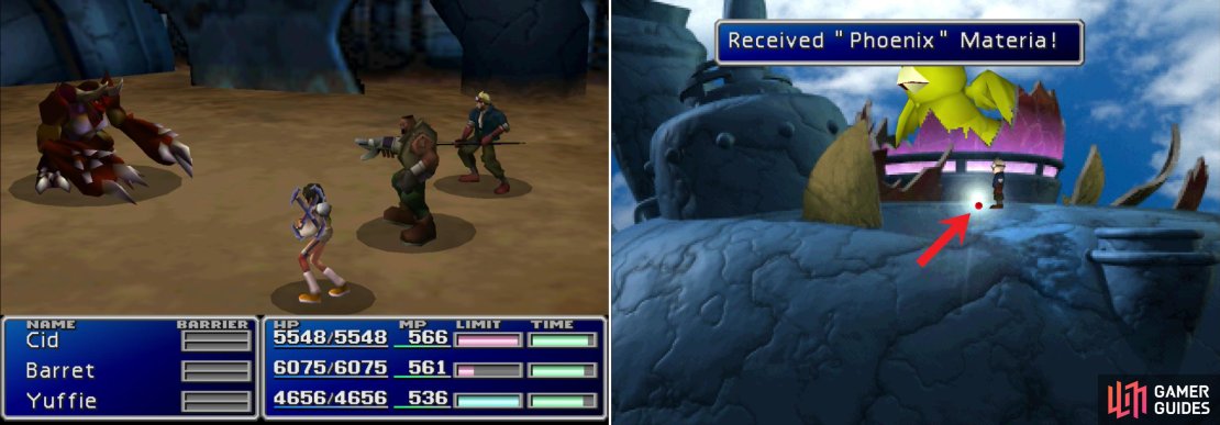 Throw the Fort Condor mini-game to get into a fight with CMD. Grand Horn, which can be robbed for a piece of Imperial Guard armor (left). After you&rsquo;re victorious, go search the top of the reactor to find a piece of Phoenix Materia (right).
