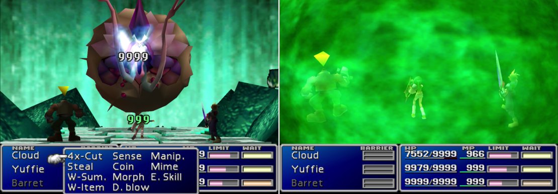 By now, Jenova-SYNTHESIS shouldn&rsquo;t be much of a threat to any party that&rsquo;s done some grinding and perhaps killed the superbosses (left). If she somehow survives long enough, she&rsquo;ll end the fight with &ldquo;Ultima&rdquo; (right). This will deprive you of any XP or AP you&rsquo;d otherwise have recieved, but it will make the next fight easier.