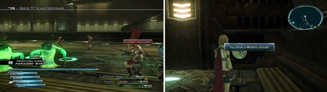 Phosphoric Ooze (left) and Saint&rsquo;s Amulet location (right).
