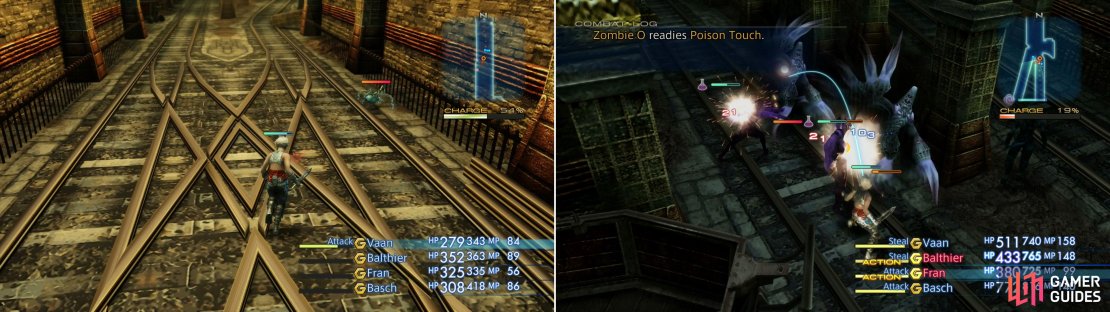 If the lights are on, you&rsquo;ll encounter mostly Battery Mimics (left), while in the darkness the undead will prowl (right).