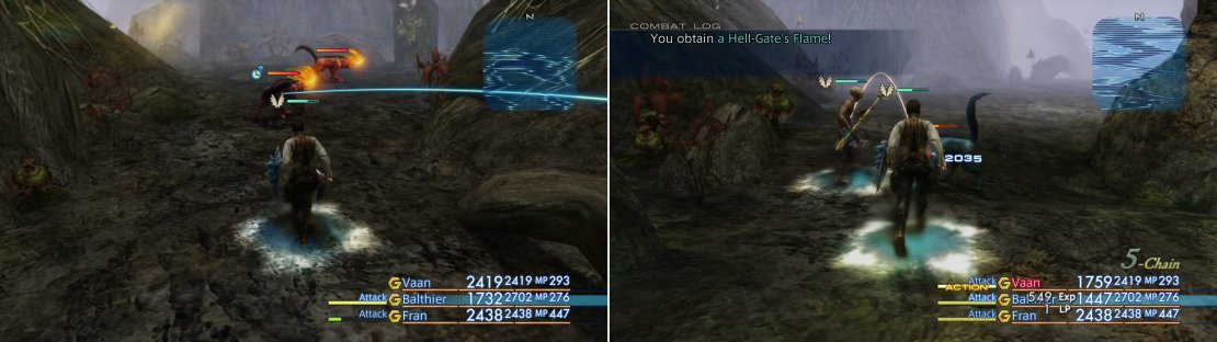 The Cerberus has a chance to spawn in place of a Tartarus (left) and can drop the valuable Hell-Gate&rsquo;s Flame loot (right).
