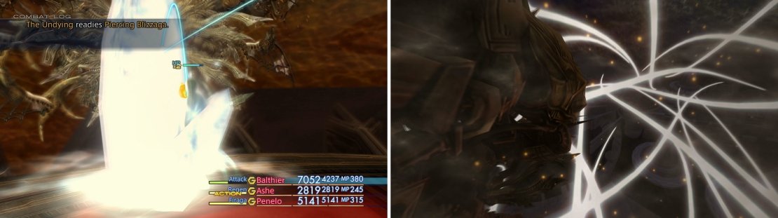 The Undying&rsquo;s magicks will go through reflect (left). Teraflare will do some major damage to your party (right).