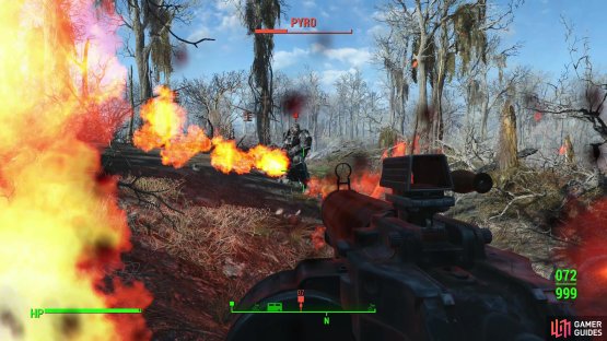 Defeat Pyro, who, as his name implies, is fond of fiery weaponry,