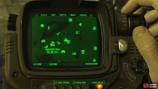 The location of Abernathy Farm on the map.