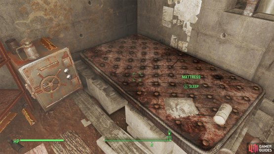 which contains a good bit of loot and a bed you can use to recover from injuries.