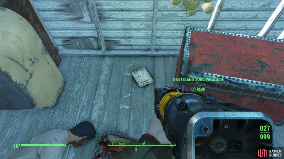 Grab an issue of the Wasteland Survival Guide from inside of one of them.