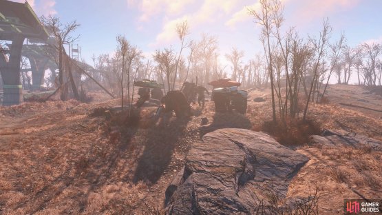 Near Walden Pond you can find a car henge created by a Super Mutant Behemoth.