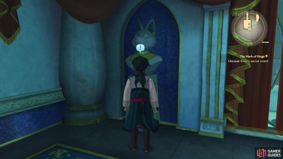 The one statue is where the hidden button is located