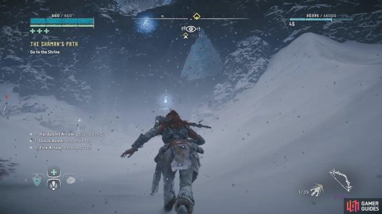 After defeating the Frostclaw seek out the blue painting