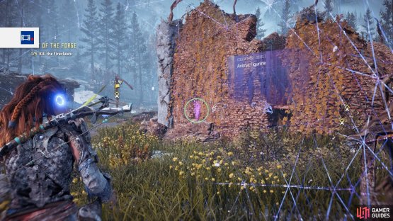 Find the small ruin south of the dam