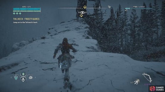 and use the rocky platform to jump on its back!